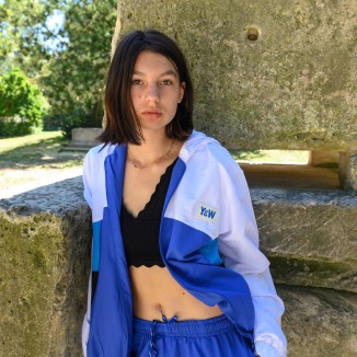 Veste A Capuche Zippée Y&W Blanc Et Bleu