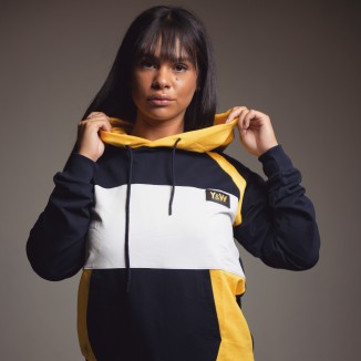 Sweat À Capuche Y&W Coton Noir Jaune Blanc