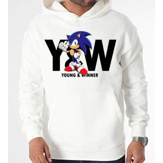 Sweat Capuche "sonic" Noir ou Blanc