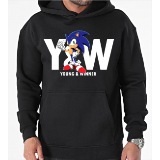 Sweat Capuche "sonic" Noir ou Blanc