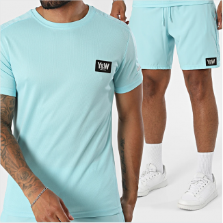 Ensemble T-Shirt et Short Jogging Été BLEU CIEL Y&W