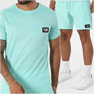 Ensemble T-Shirt et Short Jogging Été TURQUOISE Y&W