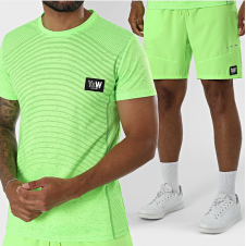 Ensemble T-Shirt et Short Jogging Été VERT FLUO Y&W