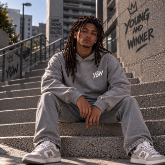 Sweat à capuche Young & Winner 2026 gris clair