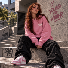 Sweat à capuche Young & Winner 2026 rose