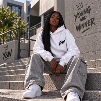 Sweat à capuche Young & Winner 2026 blanc