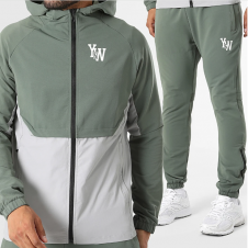 Ensemble Veste Capuche Zippée Et Pantalon Jogging Kaki-Gris Y&W