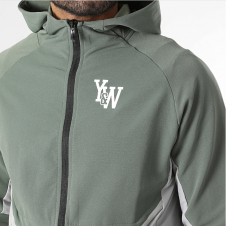 Ensemble Veste Capuche Zippée Et Pantalon Jogging Kaki-Gris Y&W