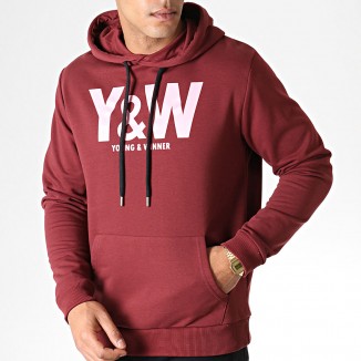 SWEAT A CAPUCHE Y&W BORDEAUX ROSE