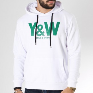 SWEAT A CAPUCHE Y&W BLANC VERT
